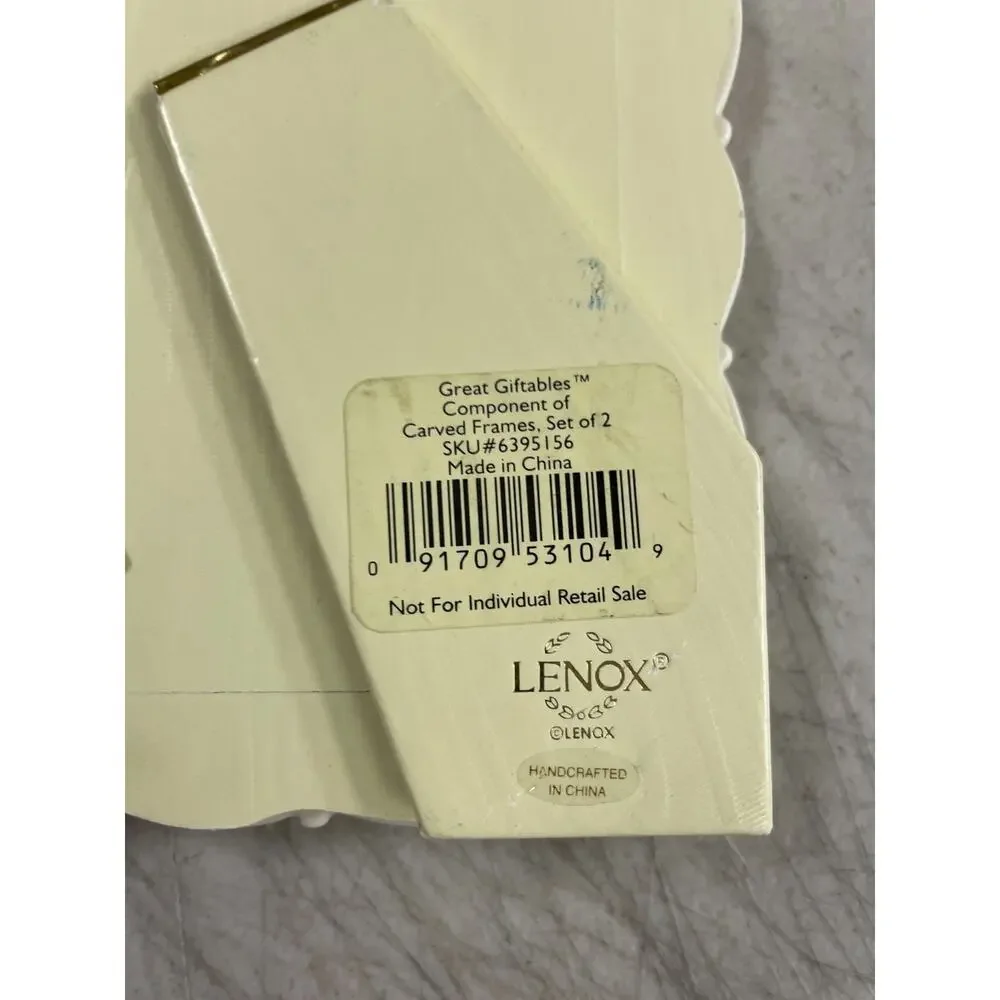Lenox Ivory Fine China Picture Frame Gold Trim Floral Relief Carved 3.5x5
